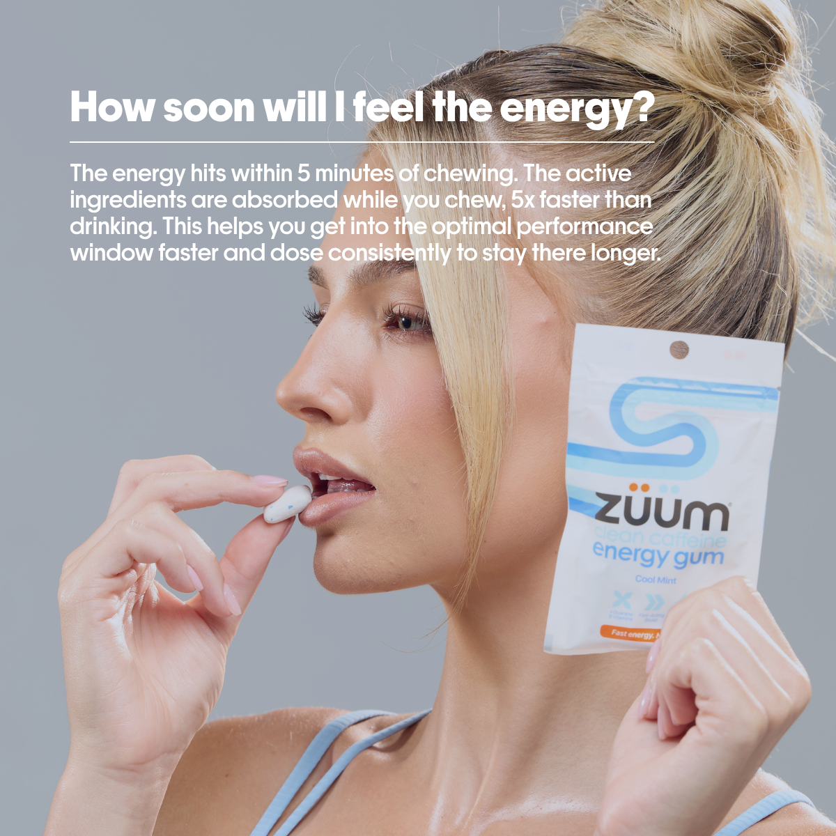 Clean Caffeine Energy Gum - Cool Mint