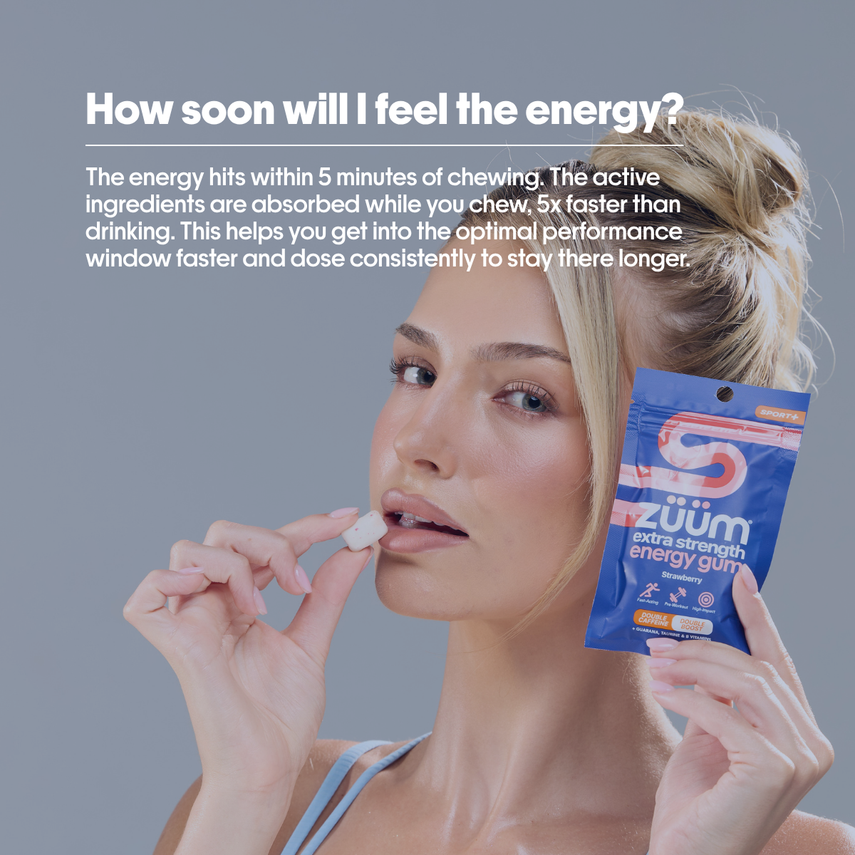 Extra Strength Energy Gum - Strawberry