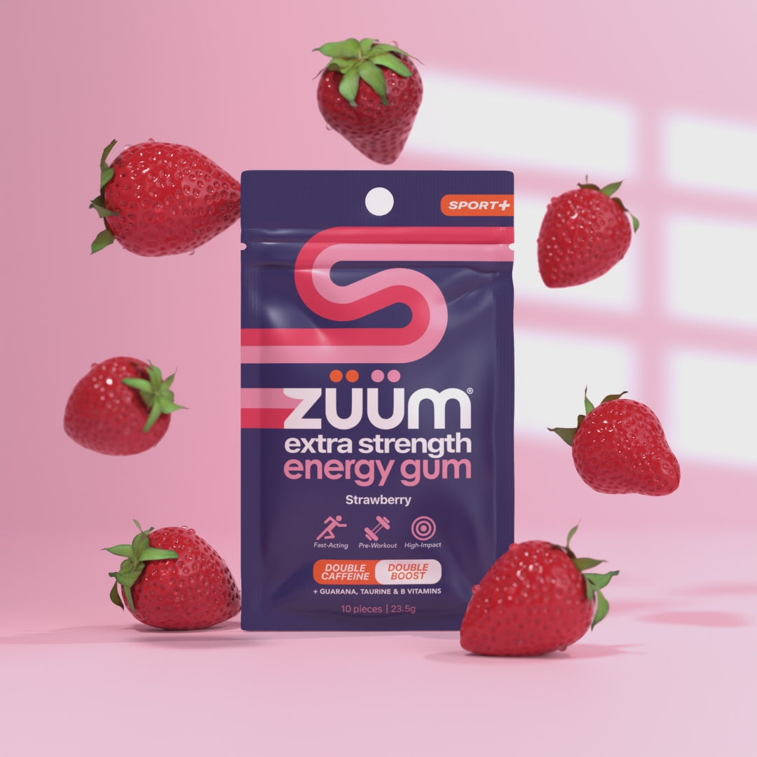 Load video: Extra Strength Energy Gum - Strawberry